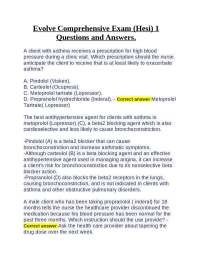 Evolve Comprehensive Exam (Hesi) 1 Questions and Answers.