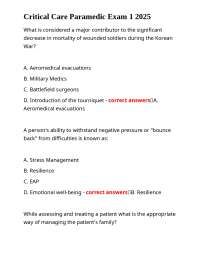 Critical Care Paramedic Exam 1 2025