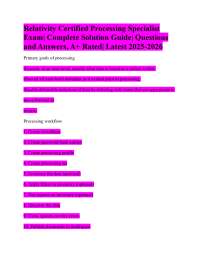 Relativity Certified Processing Specialist Exam| Complete Solution Guide| Questions and An