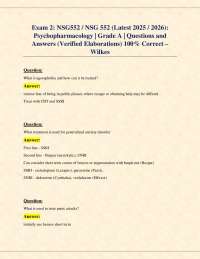 Exam 2: NSG552 / NSG 552 (Latest 2025 / 2026): Psychopharmacology | Grade A | Q&A