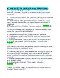 ACHE BOG Practice Exam 2024-2025 QUESTION AND ANSWERS