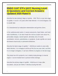 RNSG 1247 STI's (ACC Nursing Level 2) Questions and Correct Answers Updated 2025 Rated A