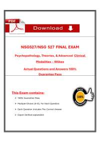 NSG527 / NSG 527 Final Exam (Latest 2025 / 2026) Psych Theory & Advanced Clinical Modality