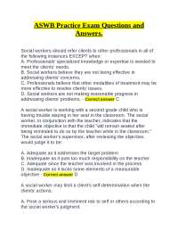 ASWB Practice Exam Questions and Answers.