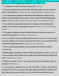 answers with complete top solutions | score 100% (A+)  MEDICAL-SURGICAL RN A PROPHECY RELI