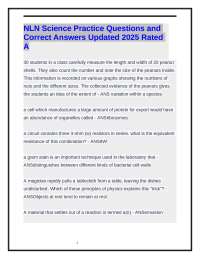 NLN Science Practice Questions and Correct Answers Updated 2025 Rated A