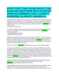 ACRP CCRC FINAL EXAM 2025 ACTUAL  EXAM 300 QUESTIONS WITH DETAILED  VERIFIED ANSWERS