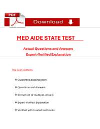 Medication Aide State Test Exam Questions and Answers (Latest 2025 / 2026)
