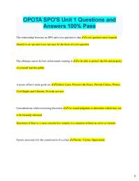 OPOTA SPO'S Unit 1 Questions and  Answers 100% Pass  The relationship between an SPO and a