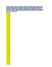 TNCC TEST 2024 ACTUAL FINAL EXAM TEST BANK 350 QUESTIONS AND CORRET DETAILED ANSWERS WITH
