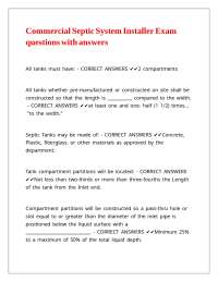 Commercial Septic System Installer Exam questions with answers