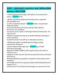 D220 – Informatics questions and 100%verified answers 2025/2026