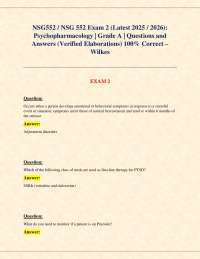 NSG552 / NSG 552 Exam 2 (Latest 2025 / 2026): Psychopharmacology | Grade A | Q&A