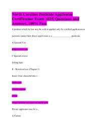 North Carolina Pesticide Applicator Certification Exam 2025| Questions and Answers, 100%