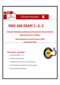 NSG 526 Exam 1, 2, 3 – Clinical Modalities in Advanced Psychiatric Mental Health Nursing