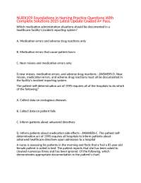 NURX109 Foundations in Nursing Practice Questions With Complete Solutions 2025 Latest Upda