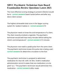 SBVC Psychiatric Technician State Board Examination Review Questions Latest 2025
