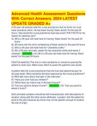 Advanced Health Assessment Questions   With Correct Answers. 2024-25 LATEST   UPDATE GRADE