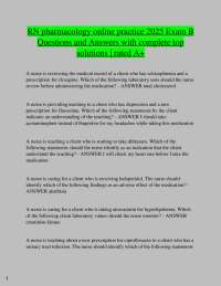RN pharmacology online practice 2025 Exam B  Questions and Answers with complete top  solu