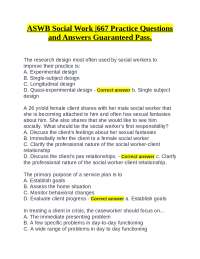 ASWB Social Work |667 Practice Questions and Answers Guaranteed Pass.