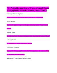 NC Pesticide Applicator Core Manual Exam 2025| Questions and answers, 100% PASS