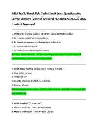 IMSA Traffic Signal Field Technician II Exam Questions And  Correct Answers (Verified Answ