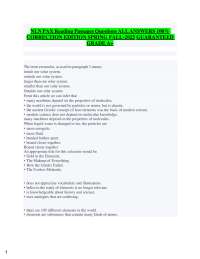 NLN PAX Reading Passages Questions ALL ANSWERS 100%  CORRECTION EDITION SPRING FALL-2025 G