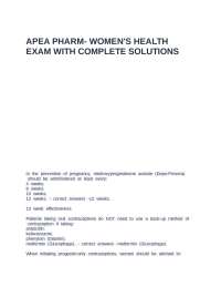 APEA Pharm- Women's Health exam with complete solutions