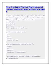 NLN Test Bank Practice Questions and Correct Answers Latest 2025-2026 Rated A