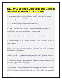NLN-PAX Science Questions and Correct Answers Updated 2025 Grade A