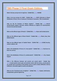 TBS Phase 2 Final Exam Study Guide: Military Tactics, Logistics, and Aviation