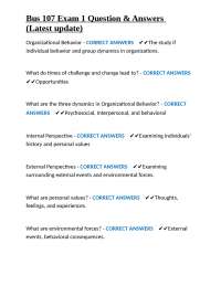 Bus 107 Exam 1 Question & Answers (Latest update)