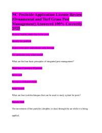 NC Pesticide Application License Review (Ornamental and Turf Grass Pest Management) Answer
