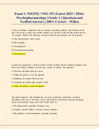 Exam 1: NSG552 / NSG 552 (Latest 2025 / 2026): Psychopharmacology | Grade A | Q&A