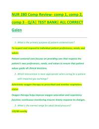 NUR 280 Comp Review- comp 1, comp 2,  comp 3 - Q/A| TEST BANK| ALL CORRECT Galen