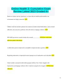 Online Health 2: Cumulative Exam  Review Latest 2023 Graded A+  Based on evidence and our