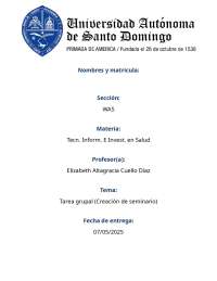 Seminario de la maestra Elizabeth Cuello, de la materia (Tecn. Inform. E Invest. en Salud)