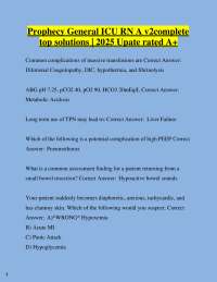 Prophecy General ICU RN A v2complete  top solutions | 2025 Upate rated A+