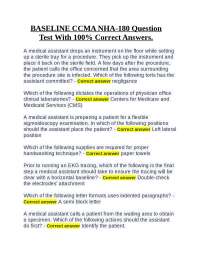 BASELINE CCMA NHA-180 Question Test With 100% Correct Answers.