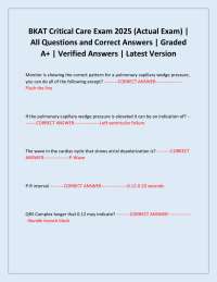 BKAT Critical Care Exam 2025 (Actual Exam) | All Questions and Correct Answers | Graded A+