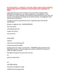 NU 300 EXAM 1: CANCER, CULTURE, PAIN, MED-SURG NURSING QUESTIONS WITH COMPLETE SOLUTIONS 2