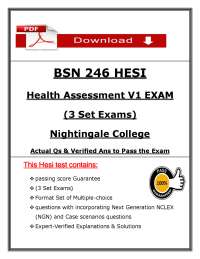 BSN HESI 246 Health Assessment V1 Exam – 2025 (3 Versions Included) – Actual Exam
