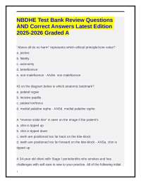 NBDHE Test Bank Review Questions AND Correct Answers Latest Edition 2025-2026 Graded A