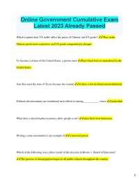 Online Government Cumulative Exam  Latest 2023 Already Passed  Which explains how US tarif