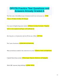 OPOTA Practice Test Questions and  Answers Already Graded A  The Color codes of the differ