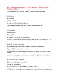 ASCP Hematology Review | 250 Questions | 100% Correct Answers 2025.