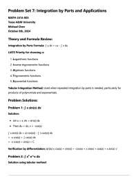 Calculus II - Integration by Parts and Applications