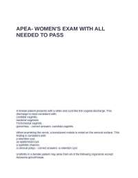 APEA- Women's exam with all needed to pass