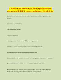 Arizona life insurance exams with 100% correct solutions 2025\2026