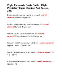Flight Paramedic Study Guide - Flight Physiology Exam Question And Answers 2025